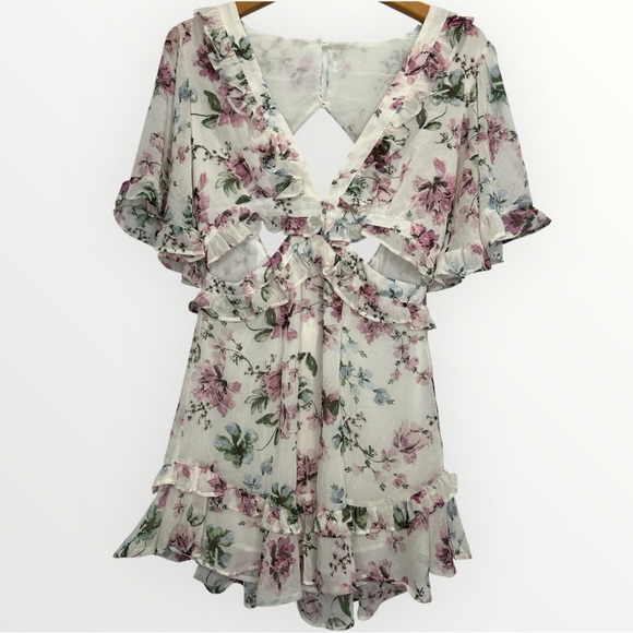 Olivaceous Dresses & Skirts - Olivaceous Floral Chiffon Dress with ruffles